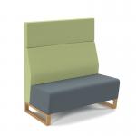 Encore² modular double seater high back sofa with no arms and wooden sled frame - elapse grey seat with endurance green back ENC-MOD02H-WF-EG-EN