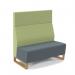 Encore² modular double seater high back sofa with no arms and wooden sled frame - elapse grey seat with endurance green back ENC-MOD02H-WF-EG-EN