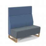 Encore² modular double seater high back sofa with no arms and wooden sled frame - elapse grey seat with range blue back ENC-MOD02H-WF-EG-RB