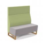 Encore² modular double seater high back sofa with no arms and wooden sled frame - forecast grey seat with endurance green back ENC-MOD02H-WF-FG-EN