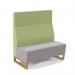 Encore² modular double seater high back sofa with no arms and wooden sled frame - forecast grey seat with endurance green back ENC-MOD02H-WF-FG-EN