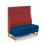 Encore² modular double seater high back sofa with no arms and wooden sled frame - maturity blue seat with extent red back ENC-MOD02H-WF-MB-ER