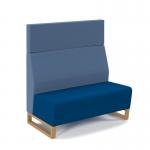 Encore² modular double seater high back sofa with no arms and wooden sled frame - maturity blue seat with range blue back ENC-MOD02H-WF-MB-RB