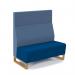 Encore² modular double seater high back sofa with no arms and wooden sled frame - maturity blue seat with range blue back ENC-MOD02H-WF-MB-RB