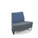 Encore² modular double seater convex low back sofa with no arms and black sled frame - elapse grey seat with range blue back
