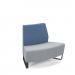 Encore² modular double seater convex low back sofa with no arms and black sled frame - late grey seat with range blue back