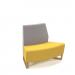 Encore² modular double seater convex low back sofa with no arms and wooden sled frame - lifetime yellow seat with forecast grey back
