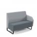 Encore² modular double seater low back sofa with left hand arm and black sled frame - elapse grey seat with late grey back and arm