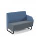Encore² modular double seater low back sofa with left hand arm and black sled frame - elapse grey seat with range blue back and arm