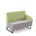 Encore² modular double seater low back sofa with left hand arm and black sled frame - forecast grey seat with endurance green back and arm
