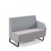 Encore² modular double seater low back sofa with left hand arm and black sled frame - forecast grey seat with late grey back and arm