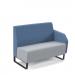 Encore² modular double seater low back sofa with left hand arm and black sled frame - late grey seat with range blue back and arm