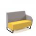 Encore² modular double seater low back sofa with left hand arm and black sled frame - lifetime yellow seat with forecast grey back and arm