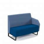 Encore modular double seater low back sofa with left hand arm and black sled frame - maturity blue seat with range blue back and arm ENC-MOD02L-LA-MF-MB-RB