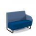 Encore² modular double seater low back sofa with left hand arm and black sled frame - maturity blue seat with range blue back and arm