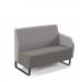 Encore² modular double seater low back sofa with left hand arm and black sled frame - present grey seat with forecast grey back and arm
