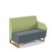 Encore² modular double seater low back sofa with left hand arm and wooden sled frame - elapse grey seat with endurance green back and arm