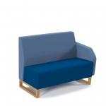 Encore modular double seater low back sofa with left hand arm and wooden sled frame - maturity blue seat with range blue back and arm ENC-MOD02L-LA-WF-MB-RB