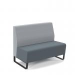 Encore² modular double seater low back sofa with no arms and black sled frame - elapse grey seat with late grey back ENC-MOD02L-MF-EG-LG
