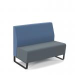 Encore² modular double seater low back sofa with no arms and black sled frame - elapse grey seat with range blue back ENC-MOD02L-MF-EG-RB