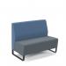 Encore² modular double seater low back sofa with no arms and black sled frame - elapse grey seat with range blue back ENC-MOD02L-MF-EG-RB