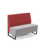 Encore² modular double seater low back sofa with no arms and black sled frame - forecast grey seat with extent red back ENC-MOD02L-MF-FG-ER
