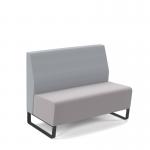 Encore² modular double seater low back sofa with no arms and black sled frame - forecast grey seat with late grey back ENC-MOD02L-MF-FG-LG