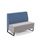 Encore² modular double seater low back sofa with no arms and black sled frame - forecast grey seat with range blue back ENC-MOD02L-MF-FG-RB