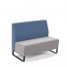 Encore² modular double seater low back sofa with no arms and black sled frame - forecast grey seat with range blue back ENC-MOD02L-MF-FG-RB