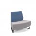 Encore² modular double seater low back sofa with no arms and black sled frame - forecast grey seat with range blue back