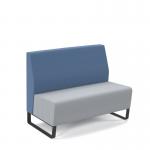 Encore² modular double seater low back sofa with no arms and black sled frame - late grey seat with range blue back ENC-MOD02L-MF-LG-RB