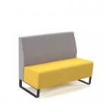 Encore² modular double seater low back sofa with no arms and black sled frame - lifetime yellow seat with forecast grey back ENC-MOD02L-MF-LY-FG