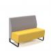 Encore² modular double seater low back sofa with no arms and black sled frame - lifetime yellow seat with forecast grey back ENC-MOD02L-MF-LY-FG