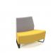 Encore² modular double seater low back sofa with no arms and black sled frame - lifetime yellow seat with forecast grey back