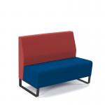 Encore² modular double seater low back sofa with no arms and black sled frame - maturity blue seat with extent red back ENC-MOD02L-MF-MB-ER