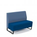 Encore² modular double seater low back sofa with no arms and black sled frame - maturity blue seat with range blue back ENC-MOD02L-MF-MB-RB