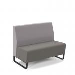 Encore² modular double seater low back sofa with no arms and black sled frame - present grey seat with forecast grey back ENC-MOD02L-MF-PG-FG