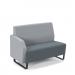 Encore² modular double seater low back sofa with right hand arm and black sled frame - elapse grey seat with late grey back and arm