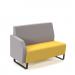 Encore² modular double seater low back sofa with right hand arm and black sled frame - lifetime yellow seat with forecast grey back and arm