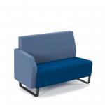 Encore modular double seater low back sofa with right hand arm and black sled frame - maturity blue seat with range blue back and arm ENC-MOD02L-RA-MF-MB-RB