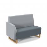 Encore modular double seater low back sofa with right hand arm and wooden sled frame - elapse grey seat with late grey back and arm ENC-MOD02L-RA-WF-EG-LG