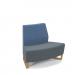 Encore² modular double seater low back sofa with no arms and wooden sled frame - elapse grey seat with range blue back