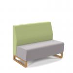 Encore² modular double seater low back sofa with no arms and wooden sled frame - forecast grey seat with endurance green back ENC-MOD02L-WF-FG-EN