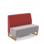 Encore² modular double seater low back sofa with no arms and wooden sled frame - forecast grey seat with extent red back ENC-MOD02L-WF-FG-ER