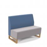 Encore² modular double seater low back sofa with no arms and wooden sled frame - forecast grey seat with range blue back ENC-MOD02L-WF-FG-RB