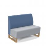 Encore² modular double seater low back sofa with no arms and wooden sled frame - late grey seat with range blue back ENC-MOD02L-WF-LG-RB