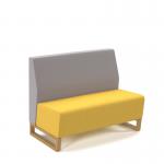 Encore² modular double seater low back sofa with no arms and wooden sled frame - lifetime yellow seat with forecast grey back ENC-MOD02L-WF-LY-FG