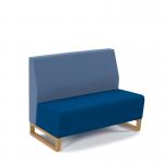 Encore² modular double seater low back sofa with no arms and wooden sled frame - maturity blue seat with range blue back ENC-MOD02L-WF-MB-RB