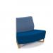 Encore² modular double seater low back sofa with no arms and wooden sled frame - maturity blue seat with range blue back