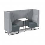 Encore open high back 2 person meeting booth with table and black sled frame - elapse grey seats with late grey backs and infill panel ENCOP-POD02-MF-EG-LG
